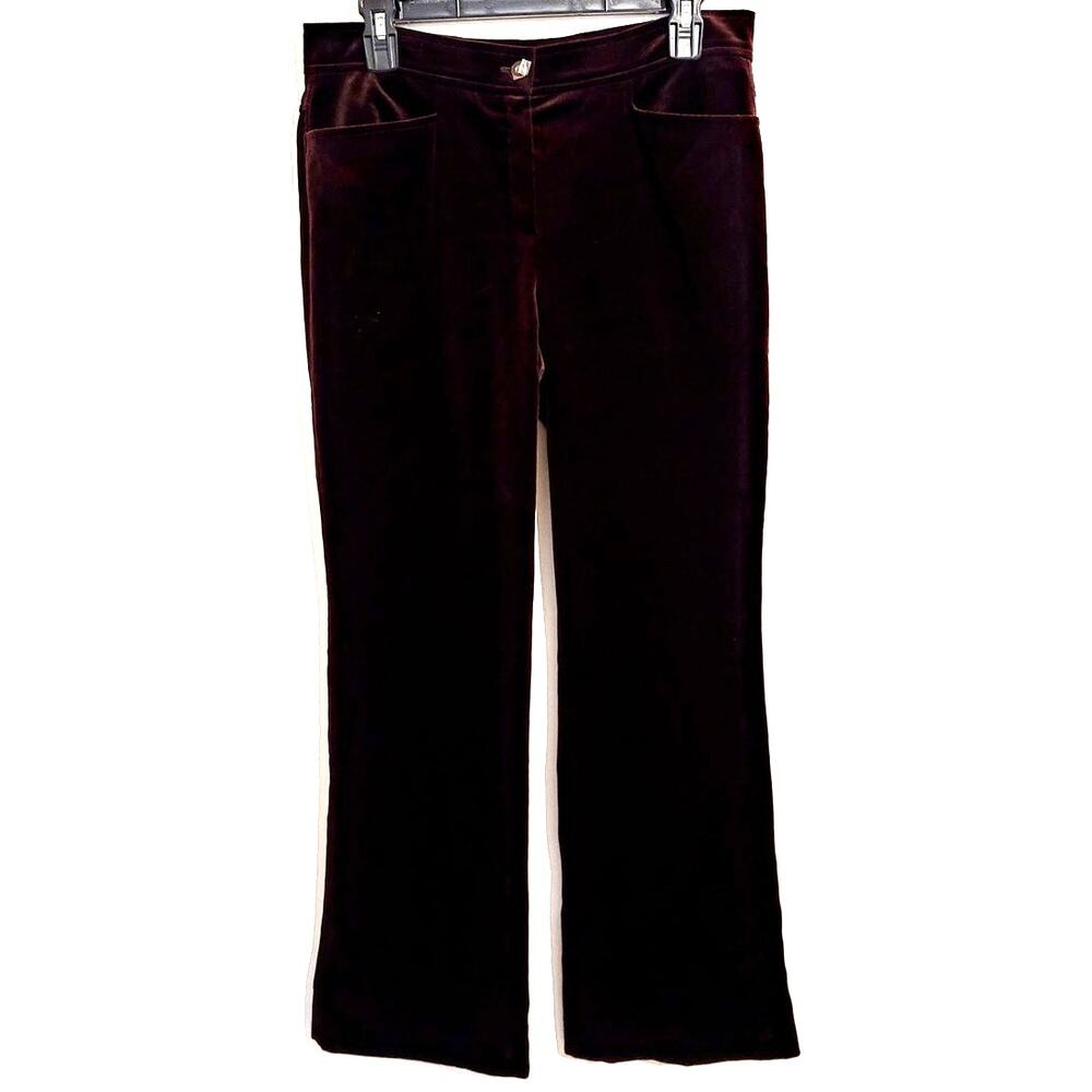 ESCADA Velvet Pants Wine Maroon Burgundy Flare Kick Boot Trousers 8 / 38 NEW